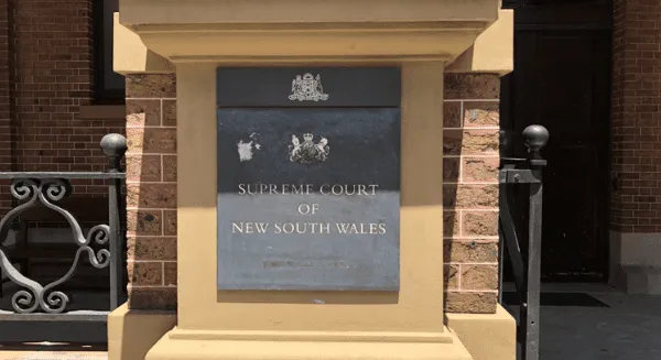 Exterior sign of the Supreme Court of New South Wales, used as a location marker for a leading Criminal defence lawyer Sydney firm.